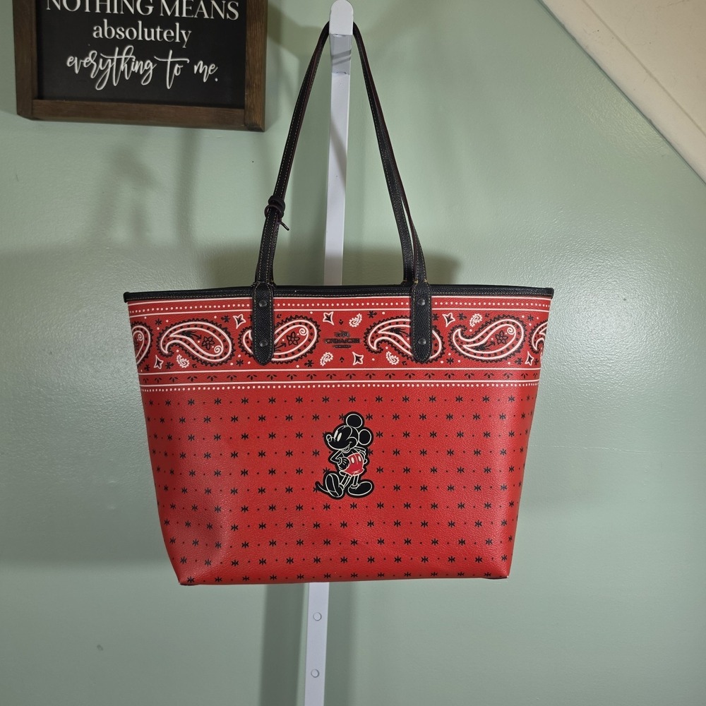 Coach‎ X Disney Mickey Mouse Reversible City Tote Red Bandana Print